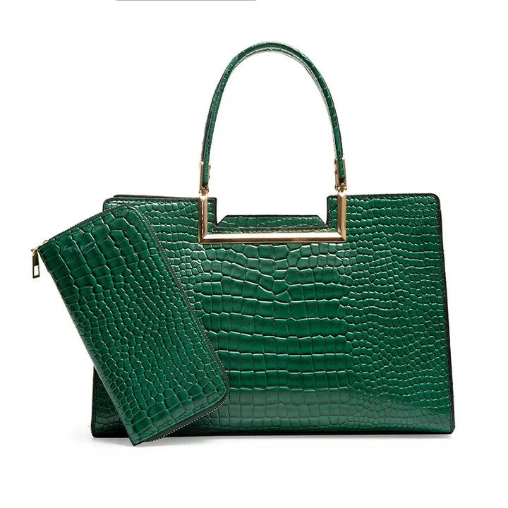 Juego de bolso y cartera de cuero