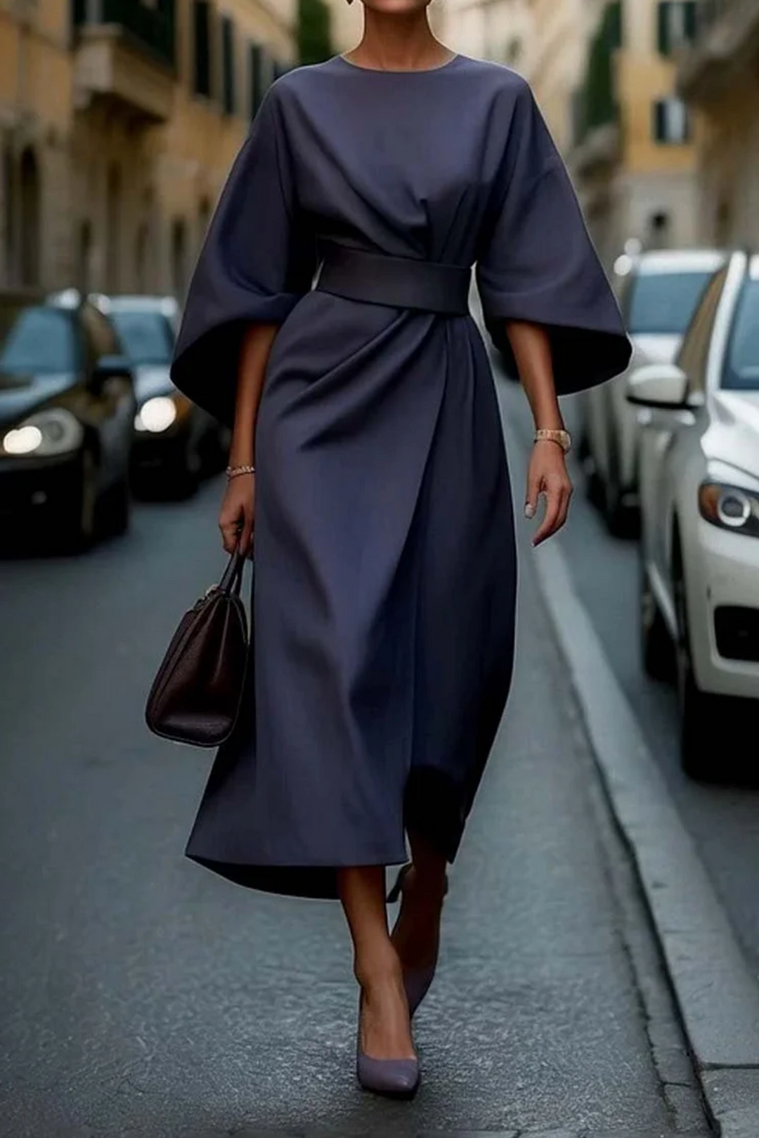 Maya™ | Vestido Elegante con Mangas Farol