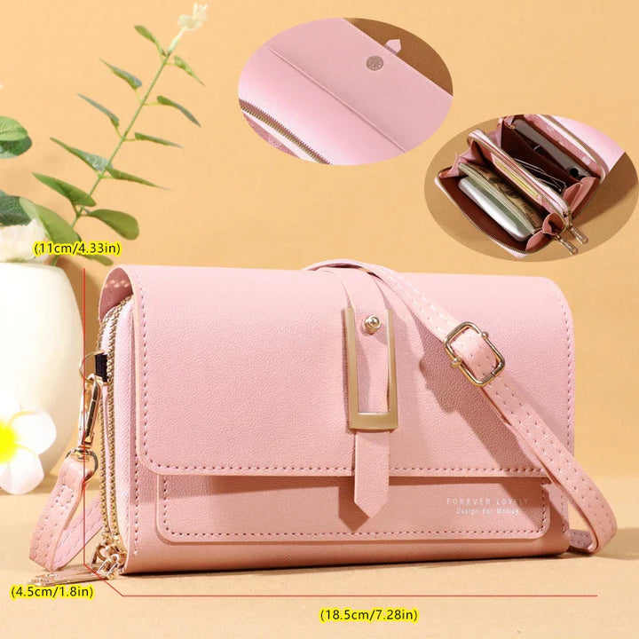Elegante bolso de hombro cruzado para mujer - Elegante tarjetero y soporte para teléfono móvil