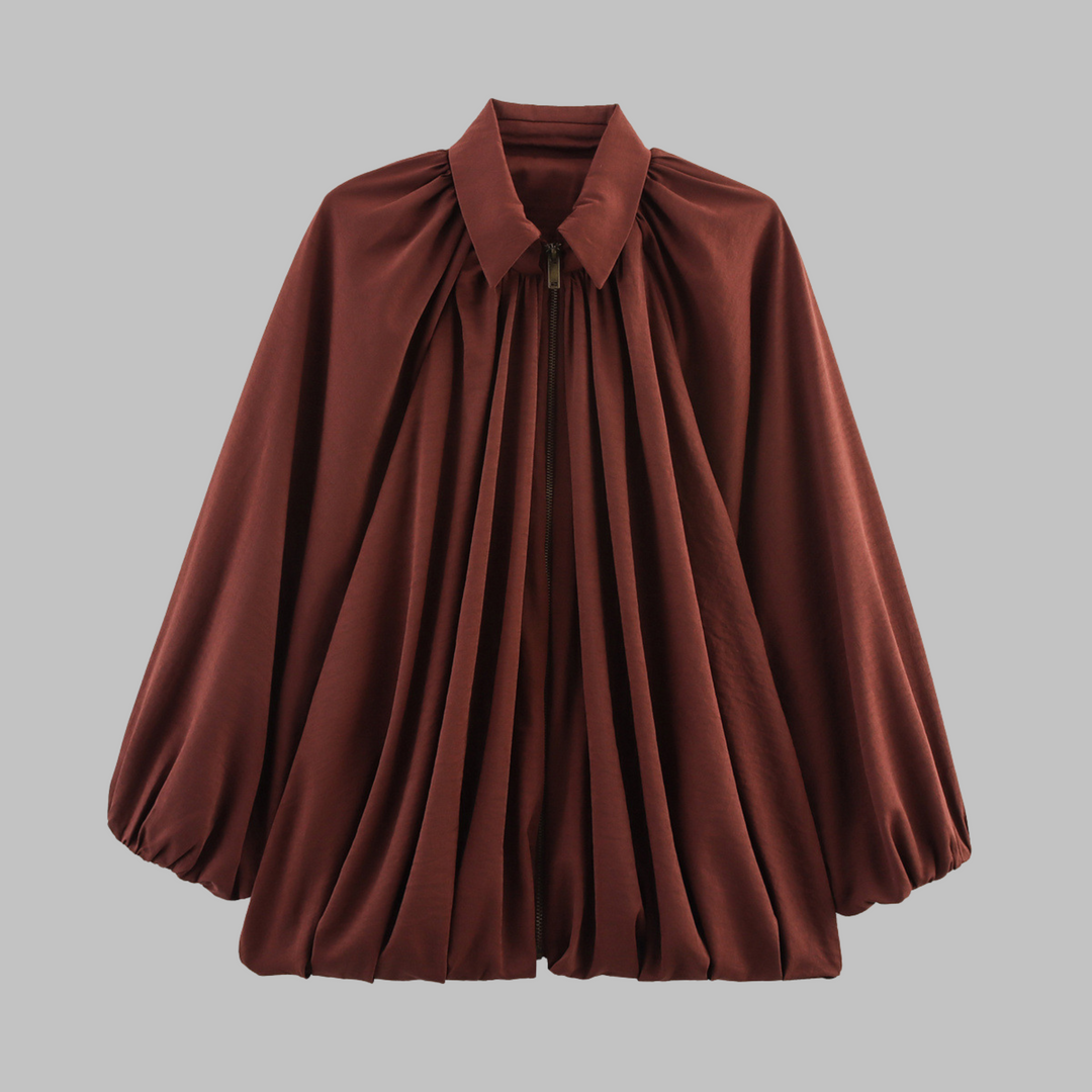 CHARLIZE™ - Chaqueta bomber vintage extragrande con mangas murciélago abullonadas