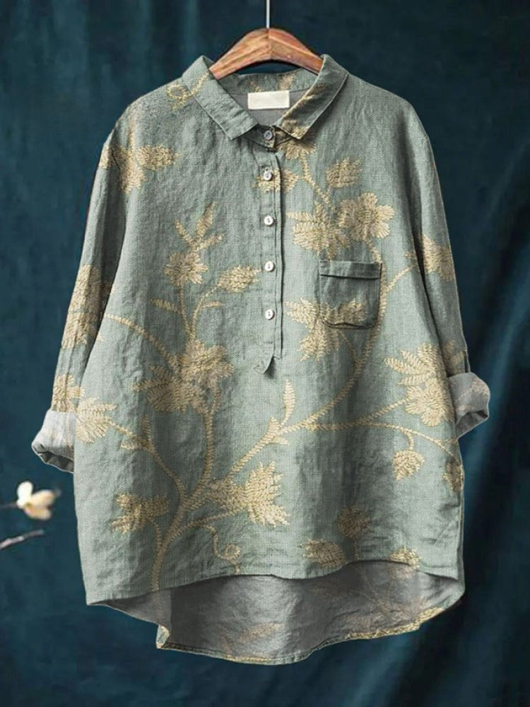 Lina | Camisa Bordada Floral Vibrante