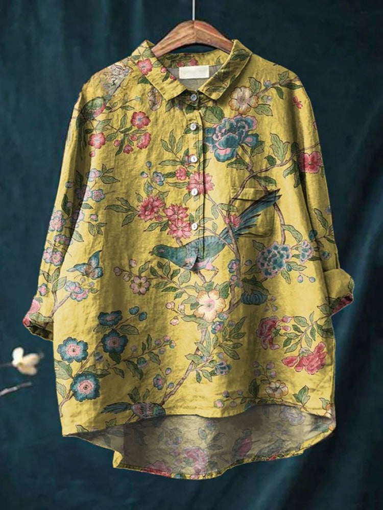 Lina | Camisa Bordada Floral Vibrante