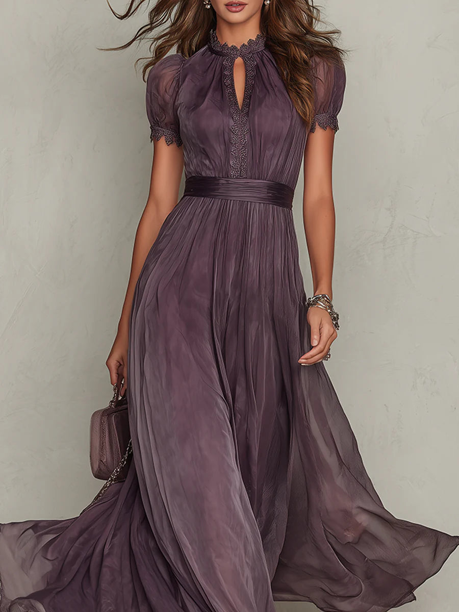 Ashley | Vestido Maxi Elegante de Chifón Vintage - Violeta