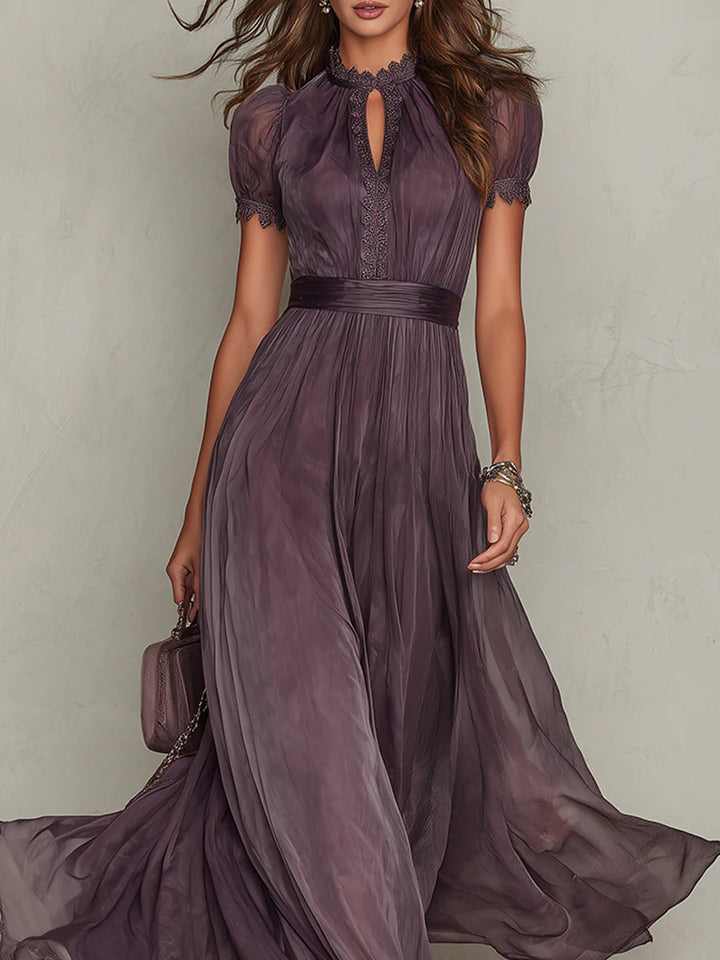 Ashley | Vestido Maxi Elegante de Chifón Vintage - Violeta