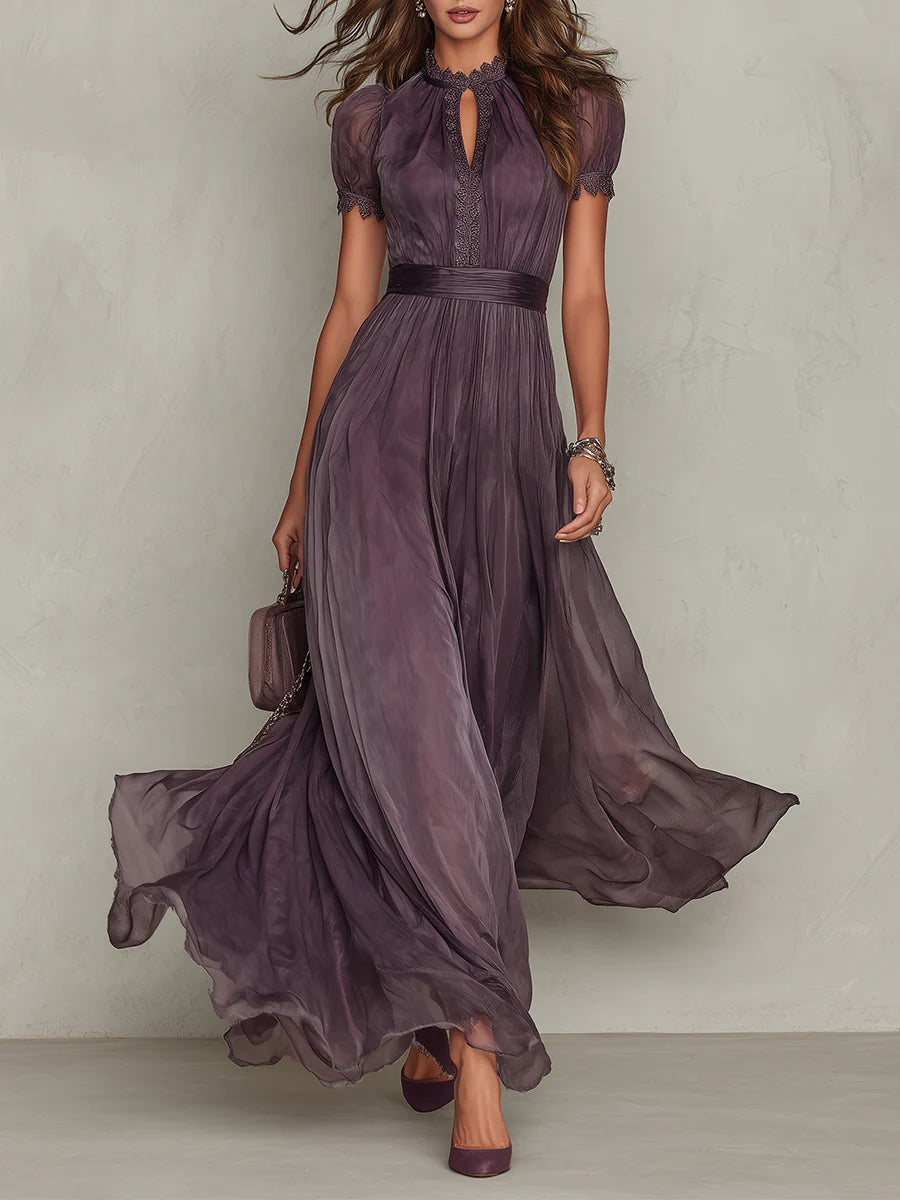 Ashley | Vestido Maxi Elegante de Chifón Vintage - Violeta