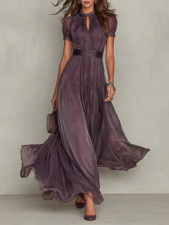 Ashley | Vestido Maxi Elegante de Chifón Vintage - Violeta