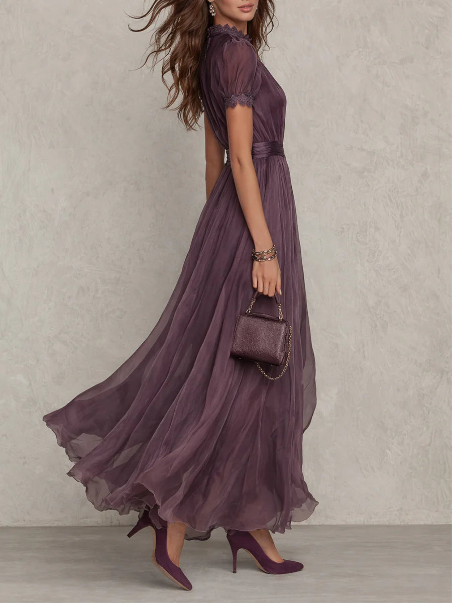 Ashley | Vestido Maxi Elegante de Chifón Vintage - Violeta