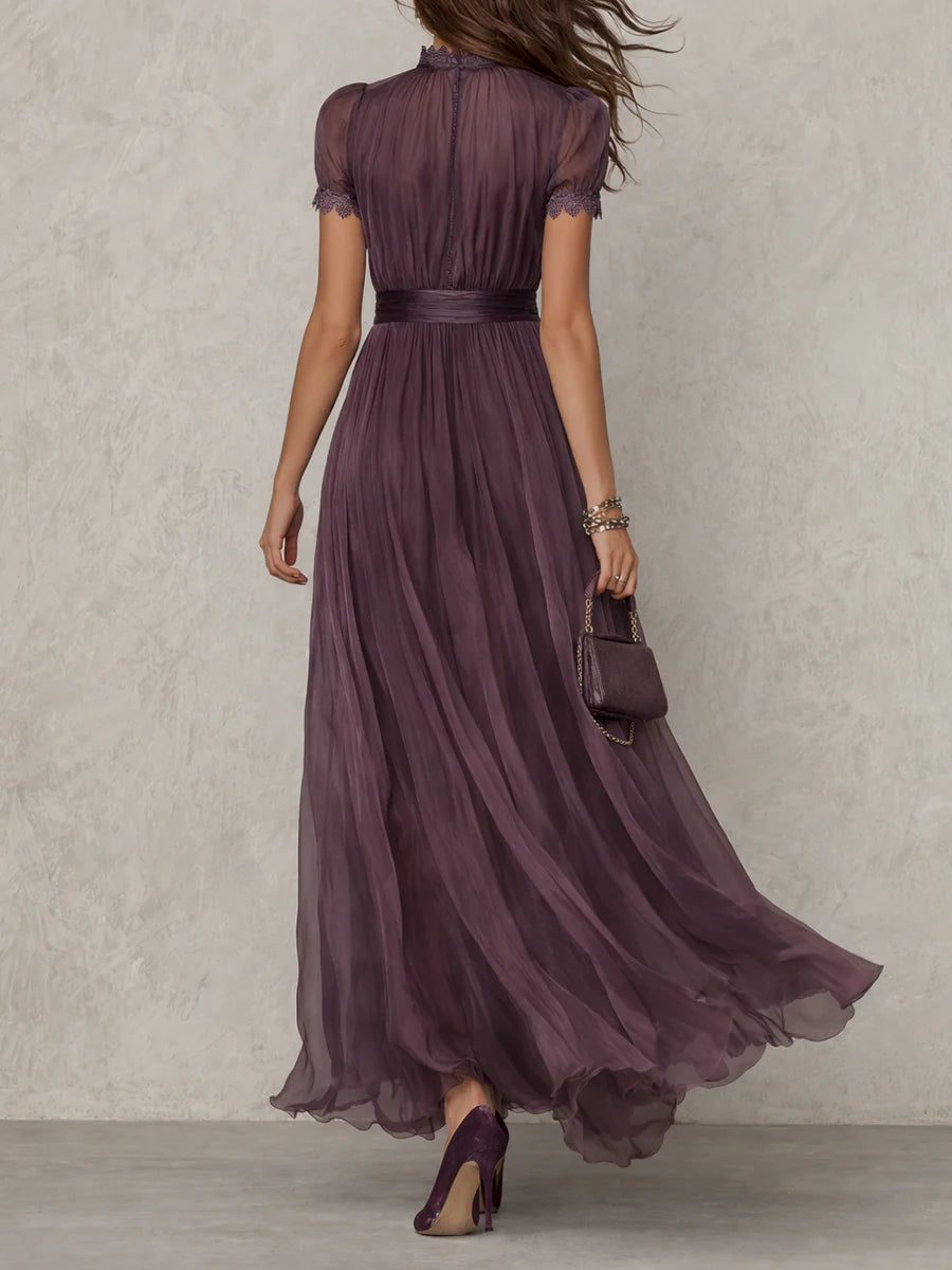 Ashley | Vestido Maxi Elegante de Chifón Vintage - Violeta