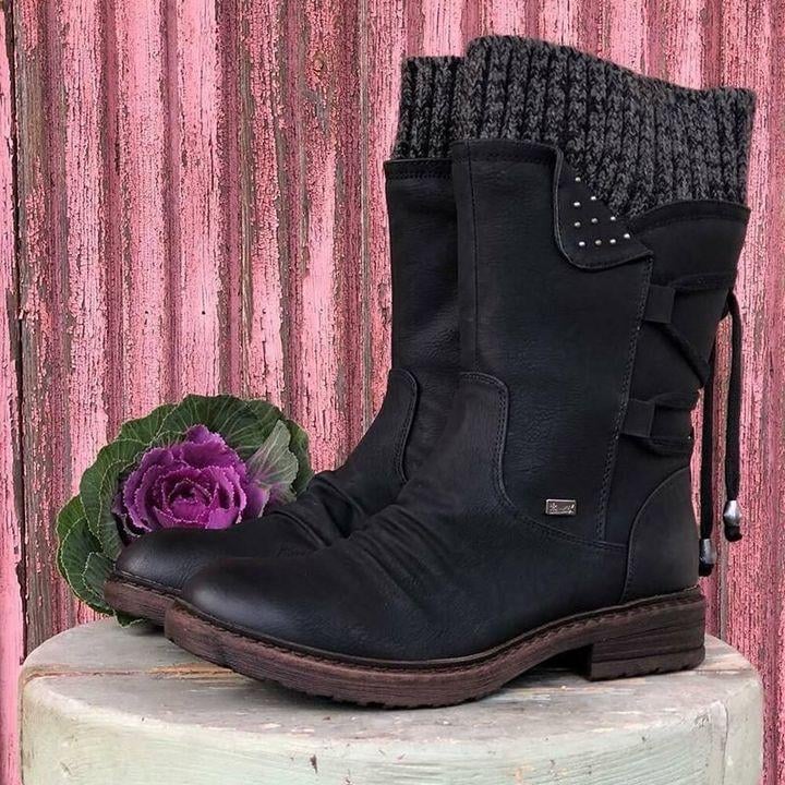 Ovelina - Botines de mujer cálidos con cordones para el invierno