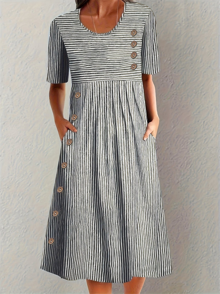 Aubrey | Vestido midi de verano elegante a rayas