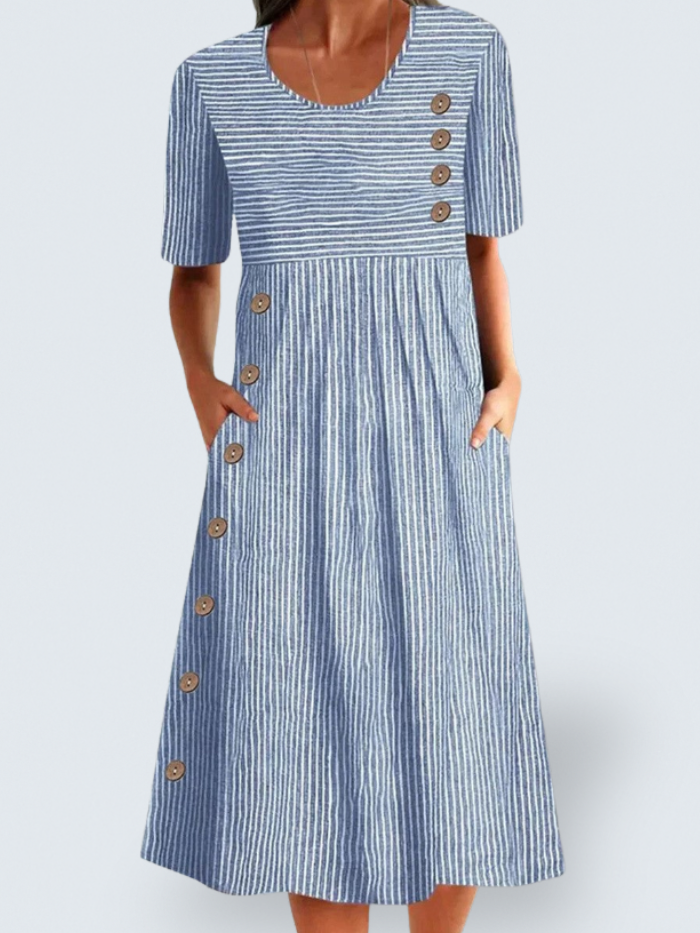 Aubrey | Vestido midi de verano elegante a rayas