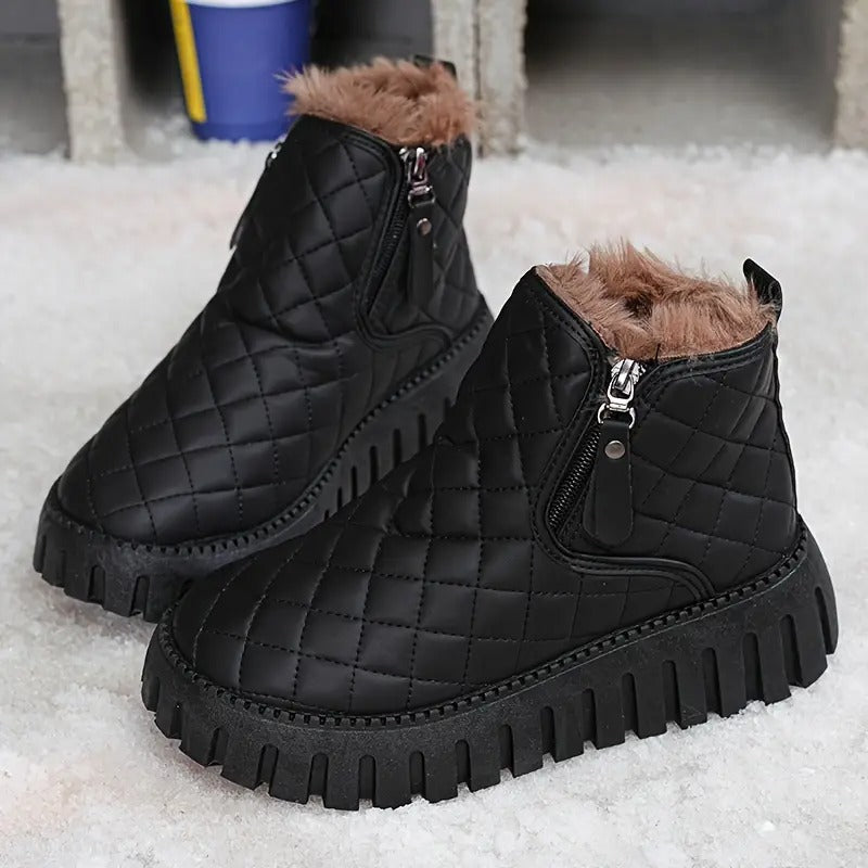 Riviana - Botas de invierno de cuero para mujer con soporte ortopédico