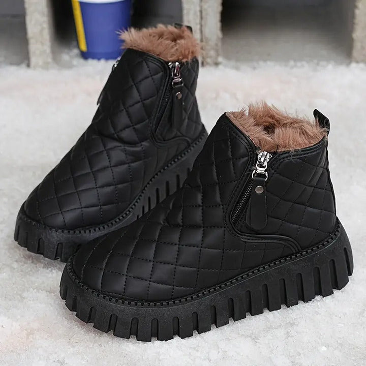 Riviana - Botas de invierno de cuero para mujer con soporte ortopédico