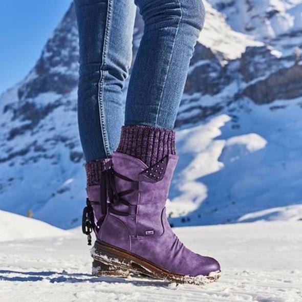 Ovelina - Botines de mujer cálidos con cordones para el invierno