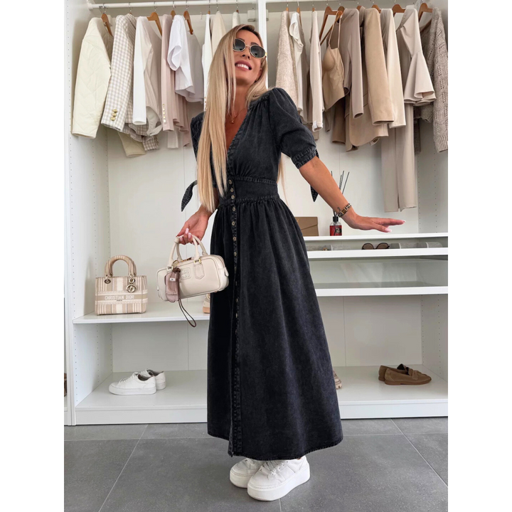 MAELLE™ – Vestido midi elegante con cuello en V