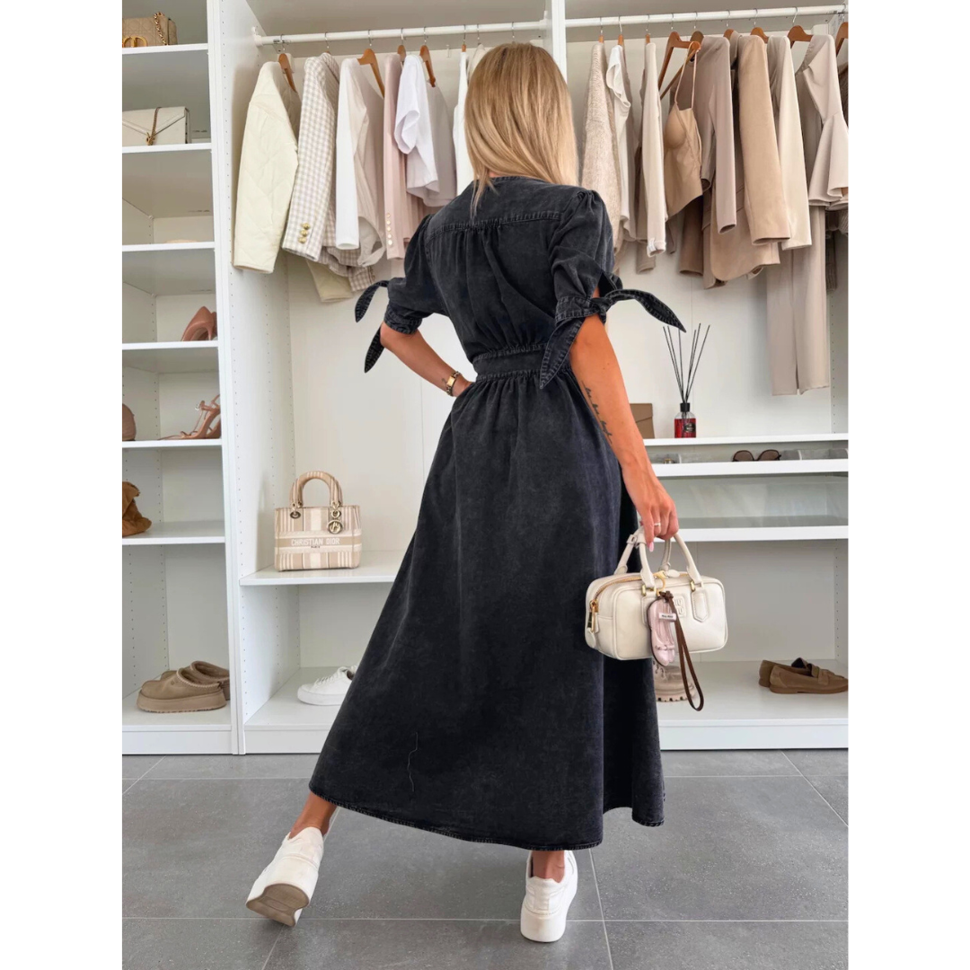 MAELLE™ – Vestido midi elegante con cuello en V