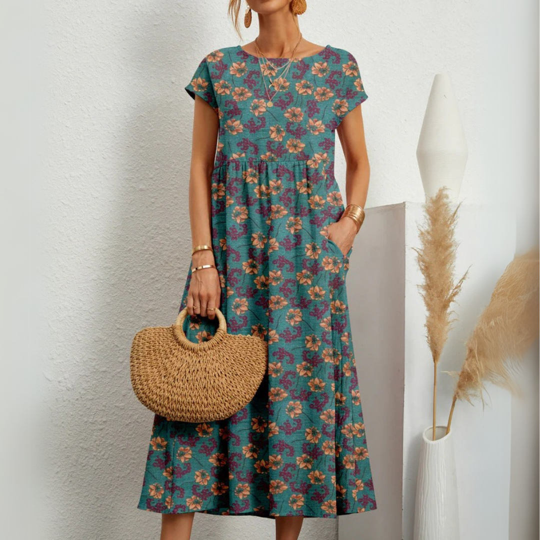 FLORENE™ - Vestido Midi Floral Fresco