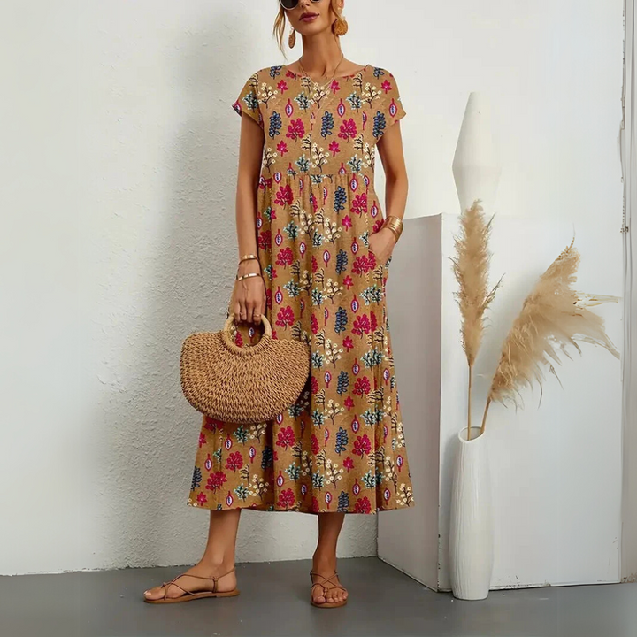 FLORENE™ - Vestido Midi Floral Fresco