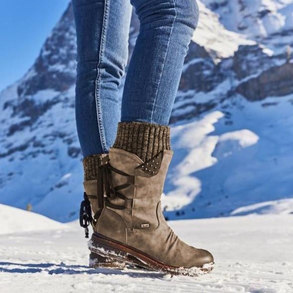 Ovelina - Botines de mujer cálidos con cordones para el invierno