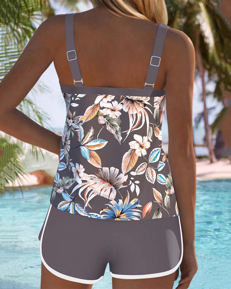Imke | Tankini Cuello U Sin Mangas Estampado