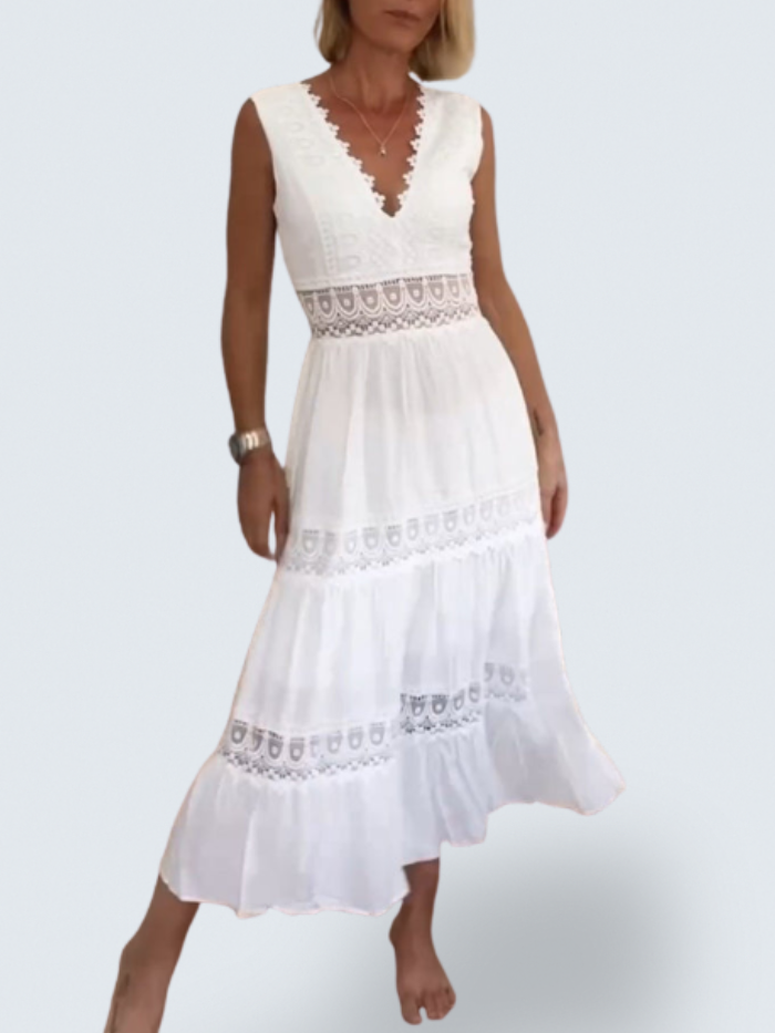 Charlotte | Vestido de encaje artesanal con escote en V