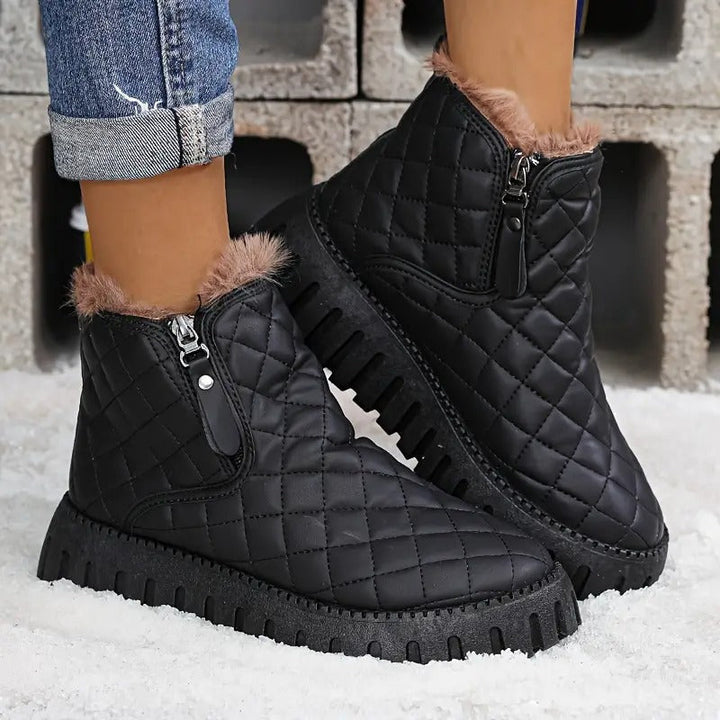 Riviana - Botas de invierno de cuero para mujer con soporte ortopédico