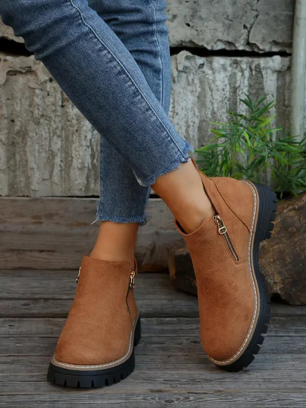 Isanoria - Botines de mujer elegantes de ante cómodos