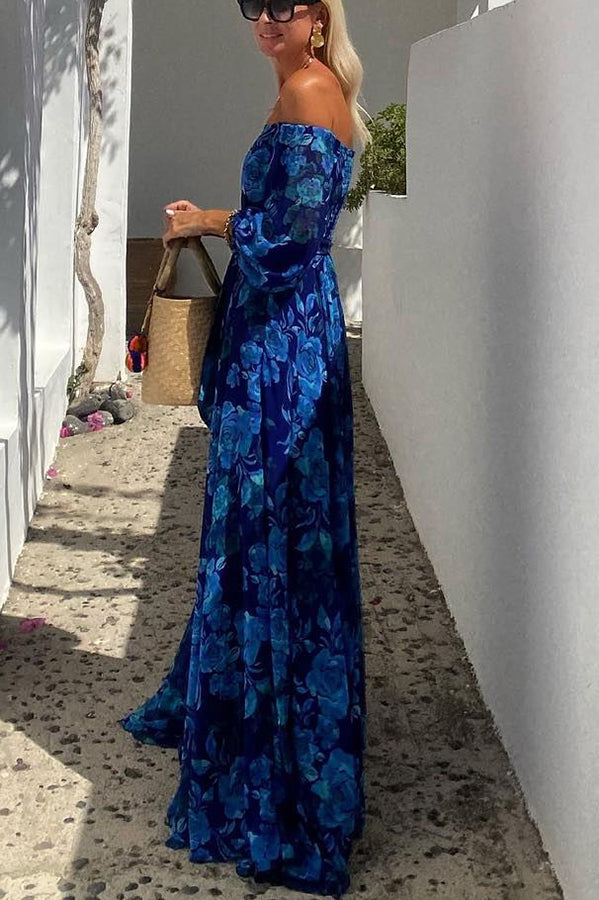 Francesca | Vestido Largo Floral con Hombros Descubiertos