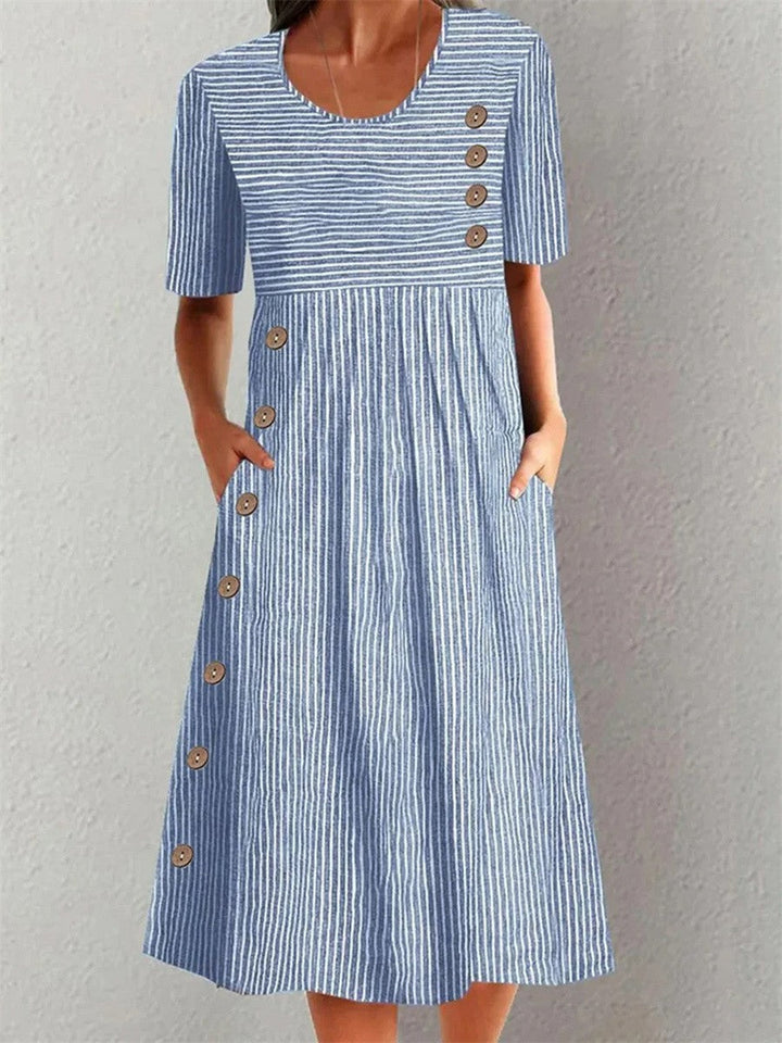 Aubrey | Vestido midi de verano elegante a rayas
