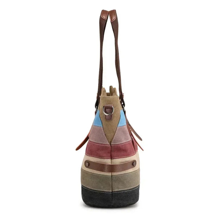 Bolso de mano de cuero colorido para mujer