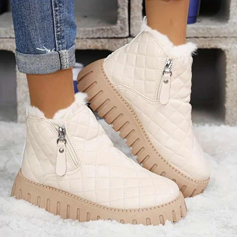 Riviana - Botas de invierno de cuero para mujer con soporte ortopédico