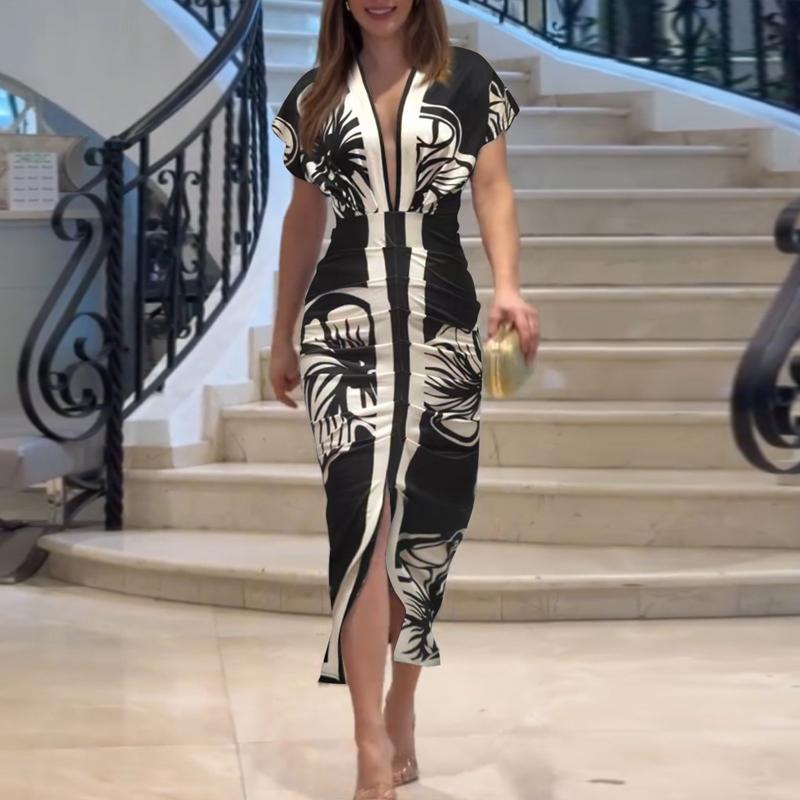 LUCIANA™ – Vestido midi elegante casual de manga corta