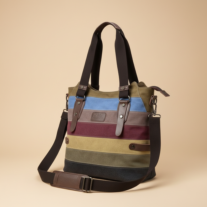 Bolso de mano de cuero colorido para mujer