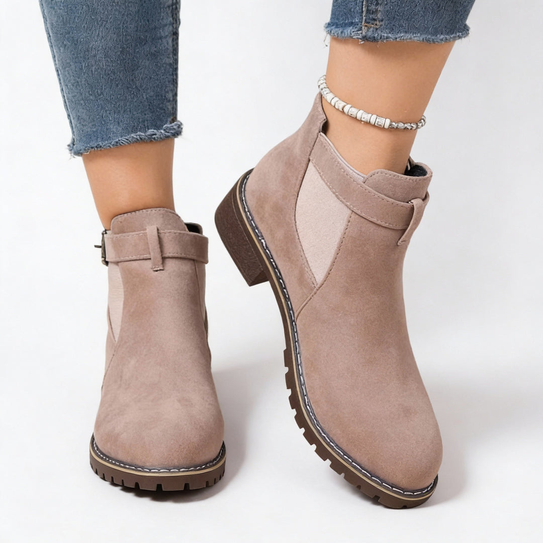 Gisarae - Botines planos de cuero estilo vintage elegante