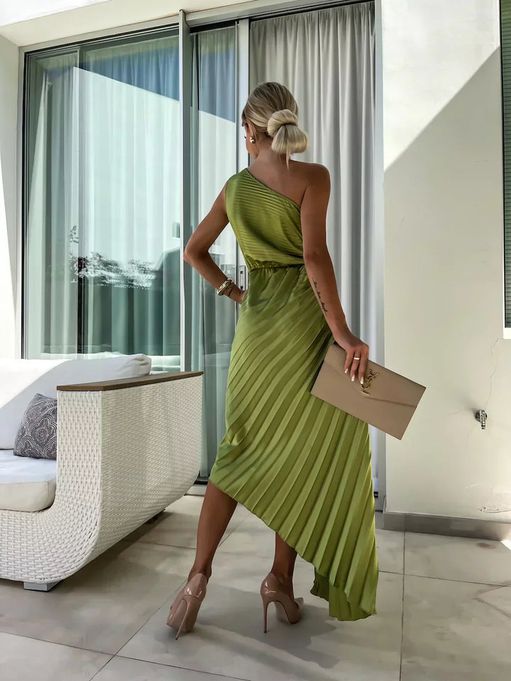 Eya™ | Vestido Maxi Floral Elegante de Un Hombro