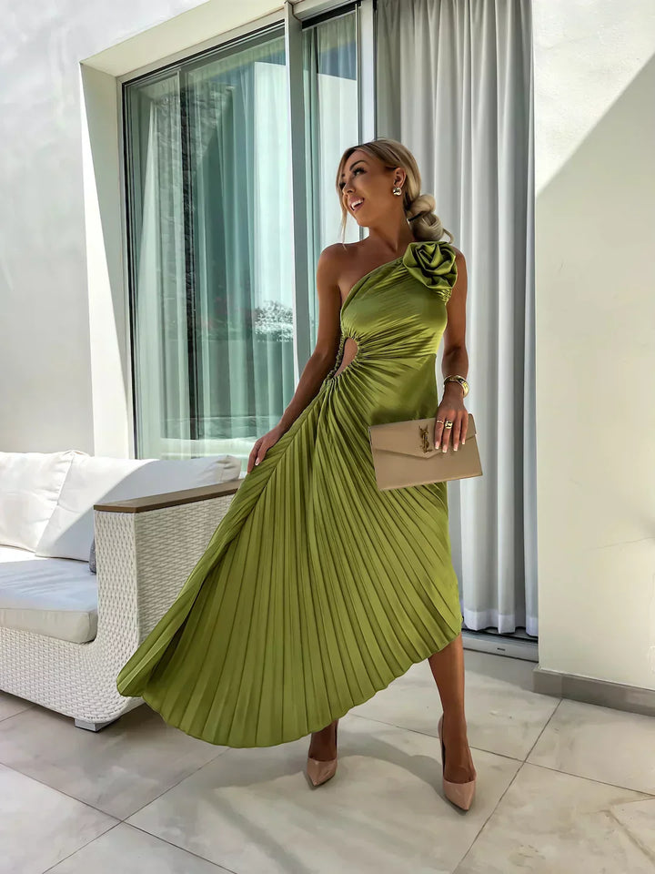 Eya™ | Vestido Maxi Floral Elegante de Un Hombro