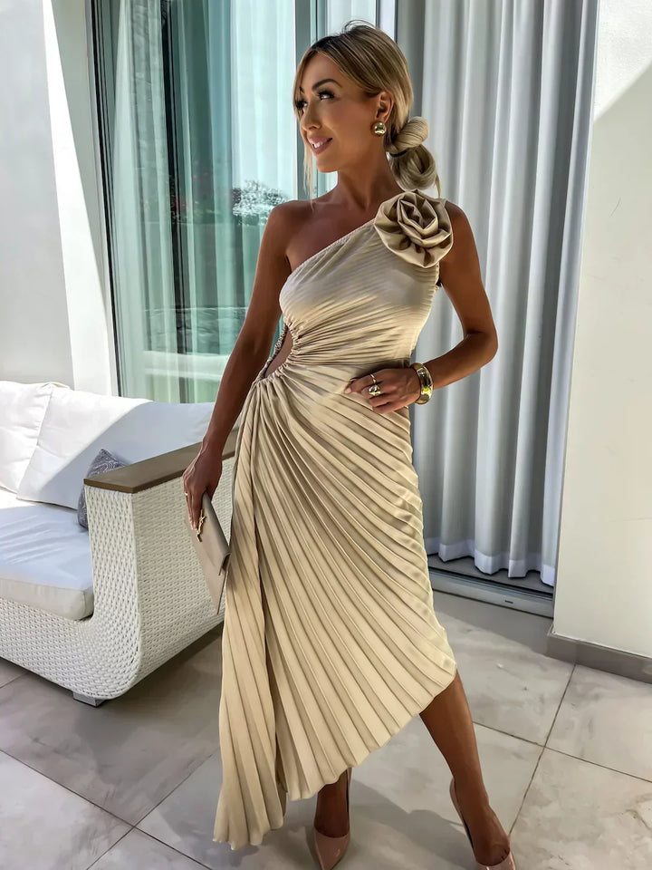 Eya™ | Vestido Maxi Floral Elegante de Un Hombro