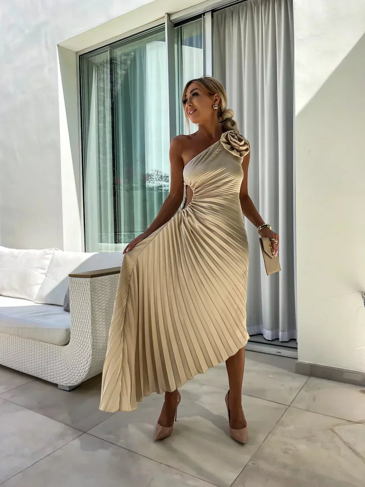 Eya™ | Vestido Maxi Floral Elegante de Un Hombro