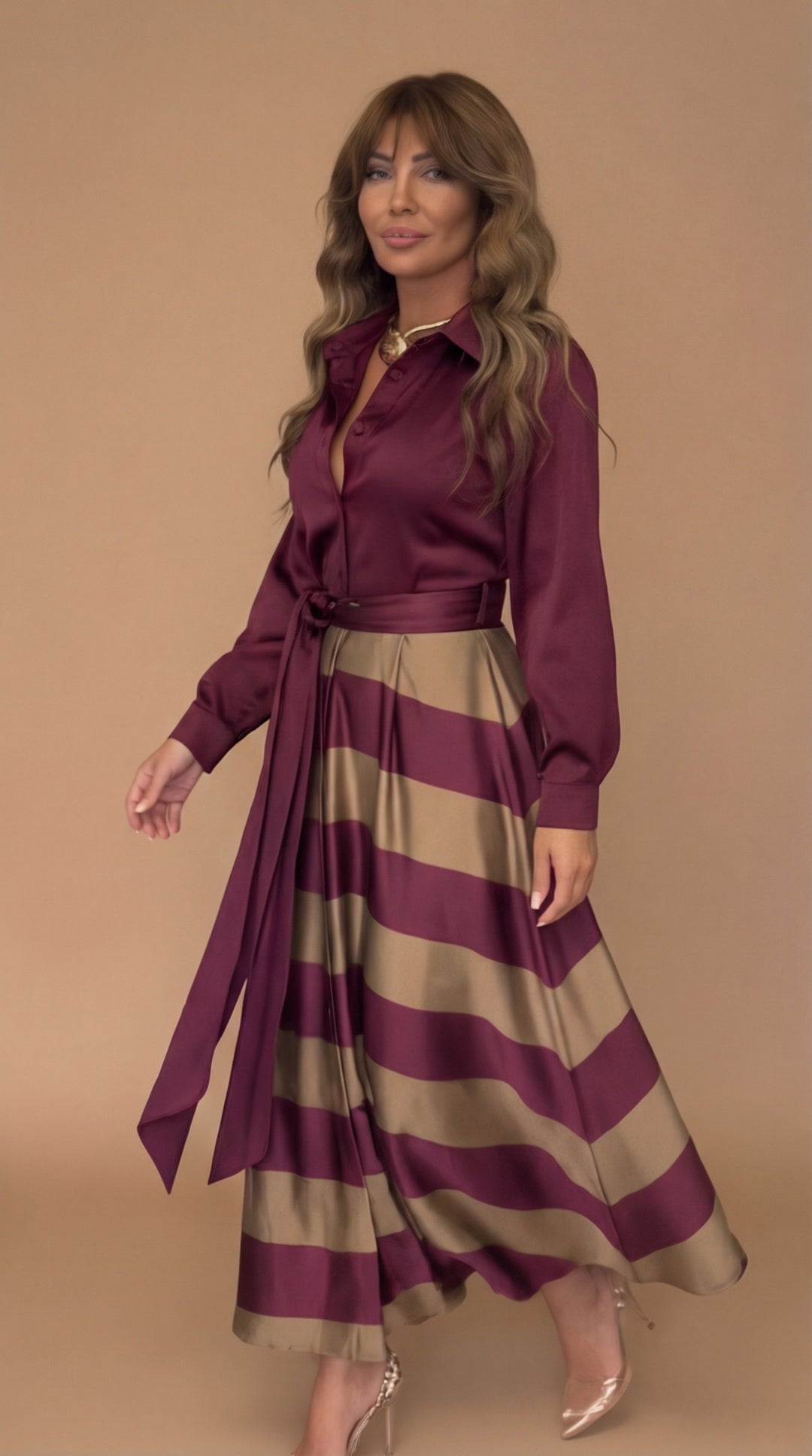 Mila™ Vestido Maxi de Rayas