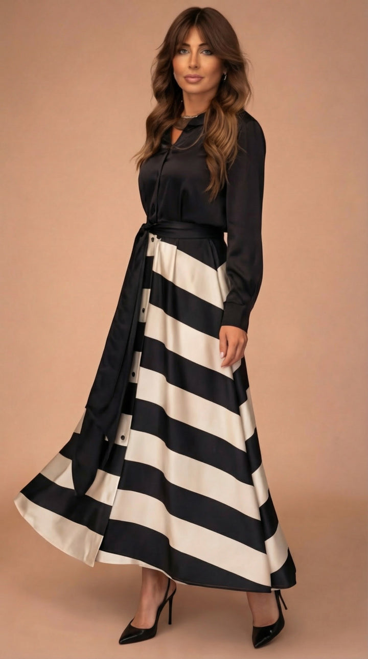 Mila™ Vestido Maxi de Rayas