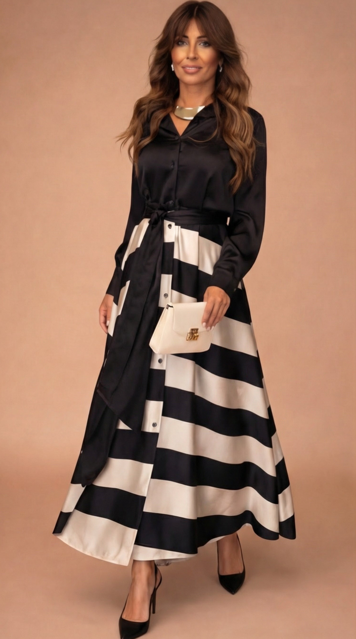 Mila™ Vestido Maxi de Rayas