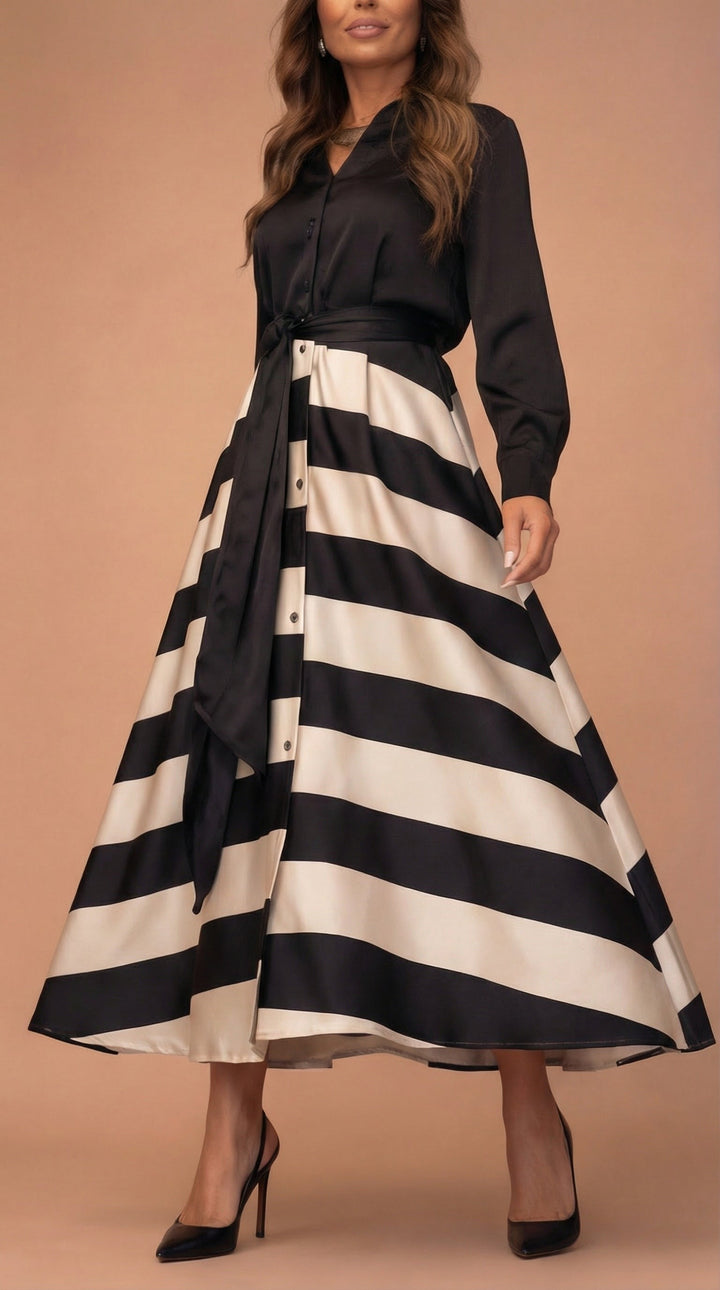 Mila™ Vestido Maxi de Rayas
