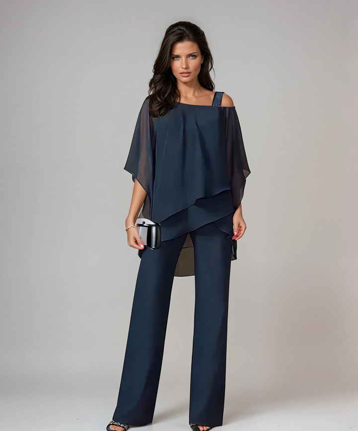Mariella™ | Conjunto de Dos Piezas con Capas - Azul marino