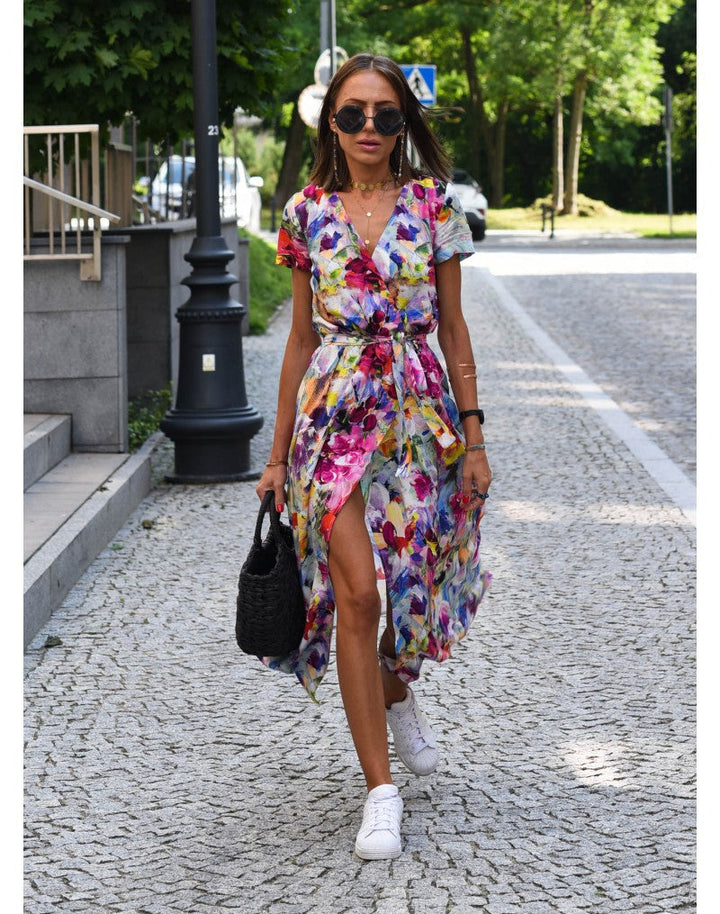 Tzahalit™ | Vestido Floral Elegante con Escote en V