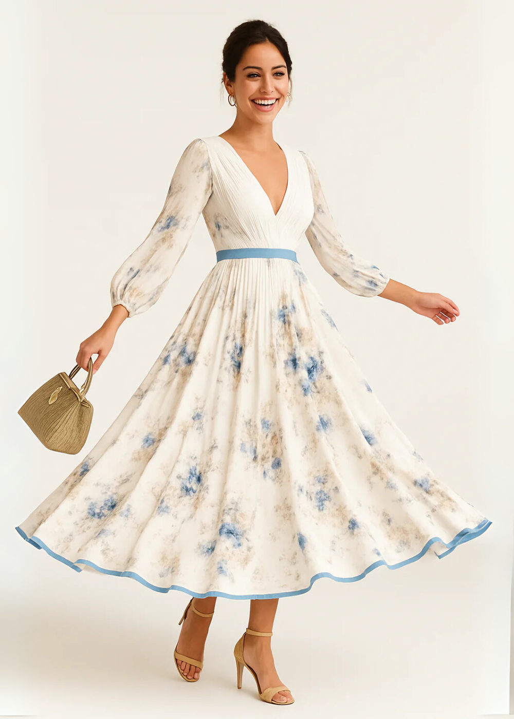 Paz™ | Vestido Maxi Floral Plisado Atemporal