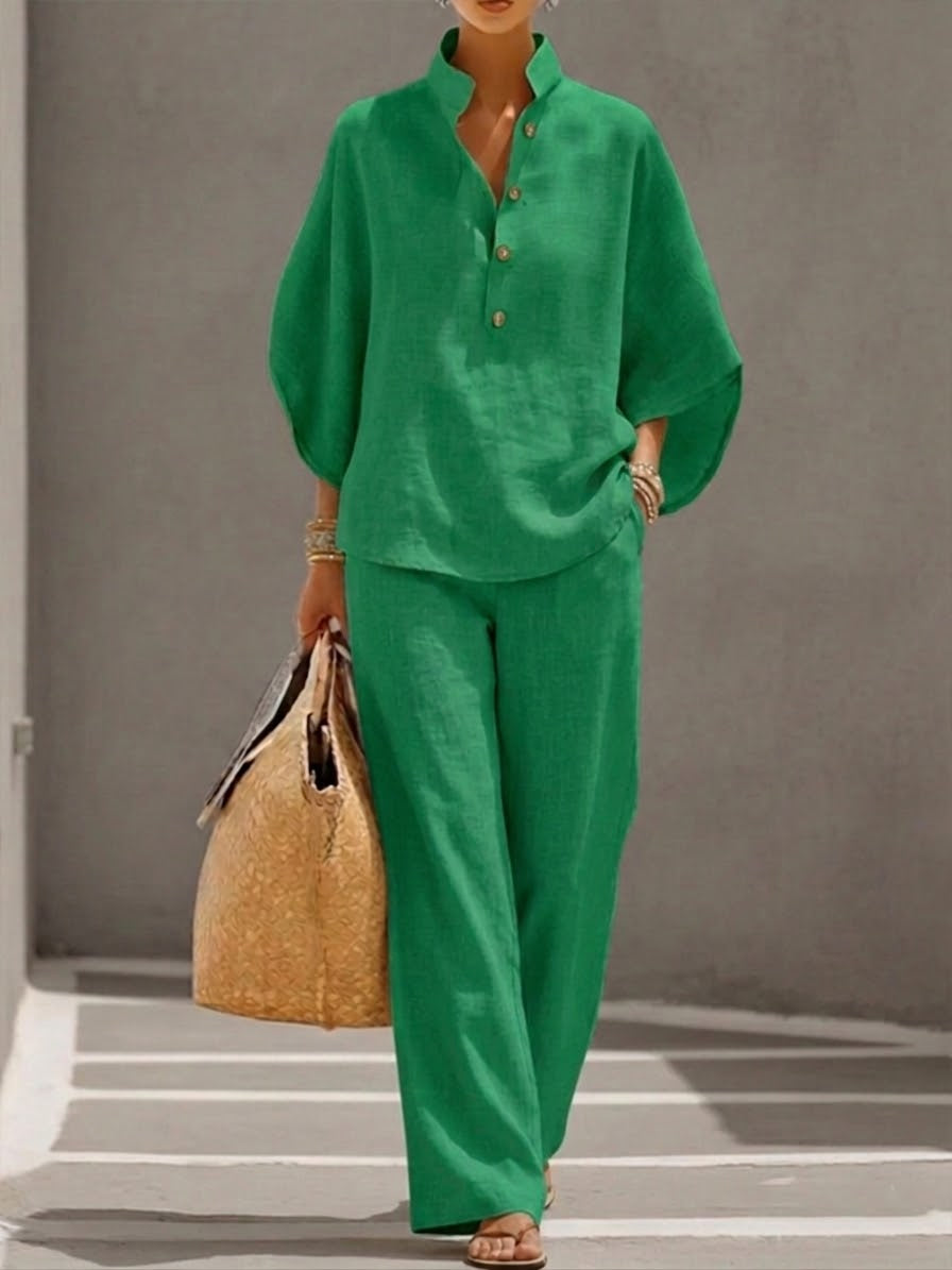 Mariel | Conjunto Elegante con Mangas Murciélago - Verde