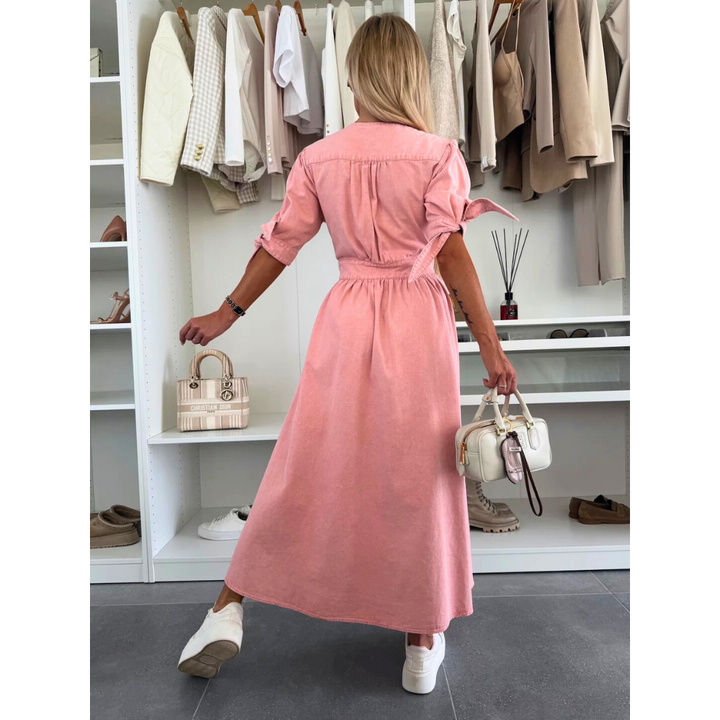 MAELLE™ – Vestido midi elegante con cuello en V