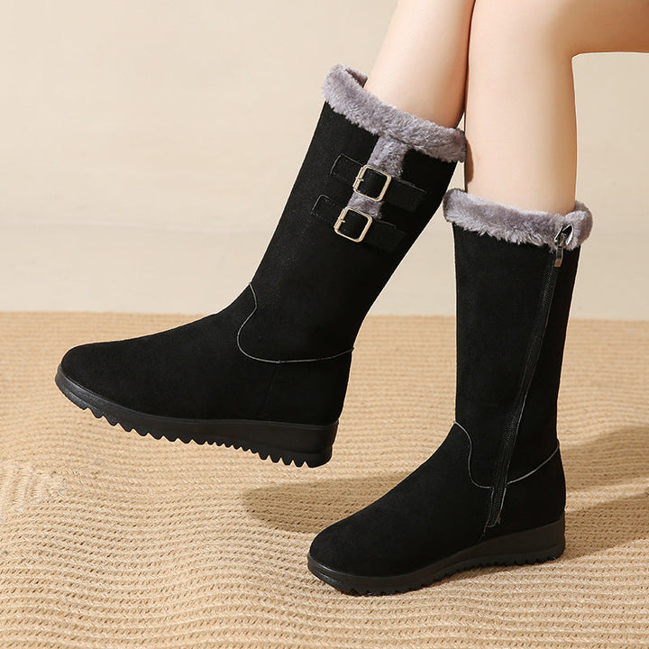 Marilysse - Botas de nieve de media caña para mujer: calidez y elegancia