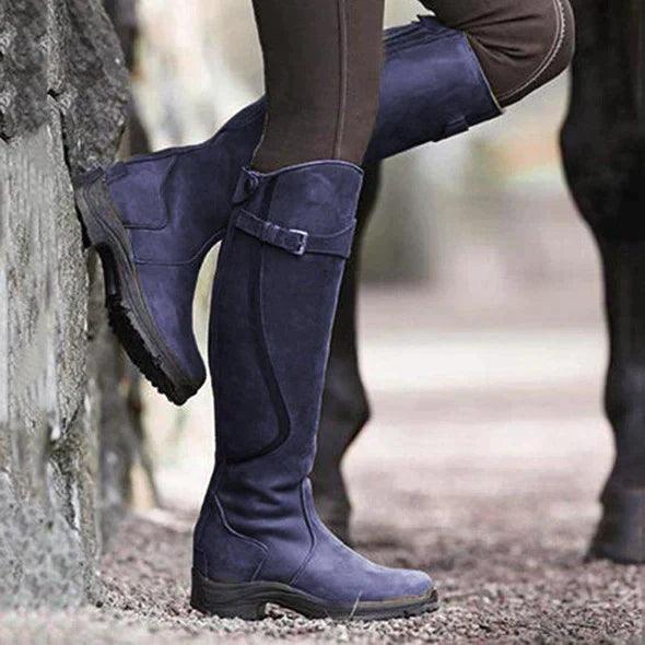 Averlina - Botas de montar de cuero impermeables