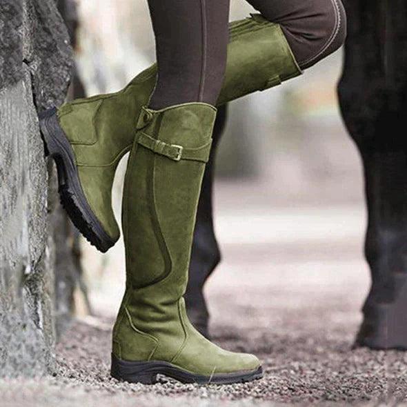 Averlina - Botas de montar de cuero impermeables